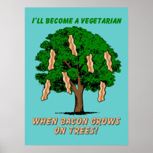 Bacon Tree Funny Print Poster Sign Spaß