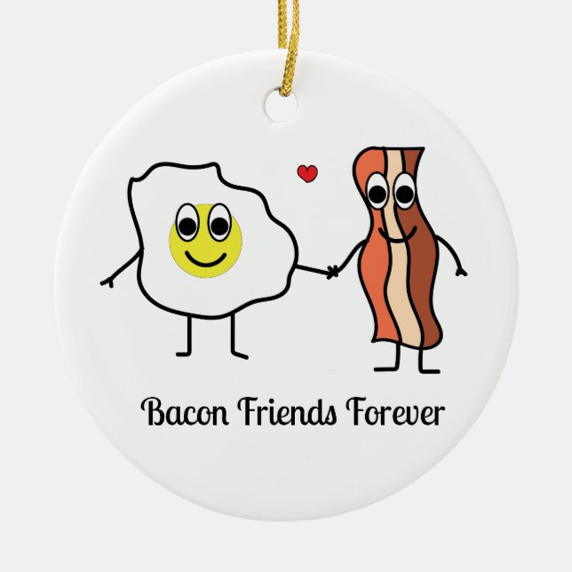 Bacon und Eggs beste Freunde Cartoon Frühstück Mem Keramik Ornament (Vorne)