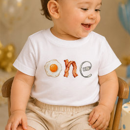 Bacon- und Ei-Ein-Baby-1.-Geburtstags-T-Shirt Baby T-shirt