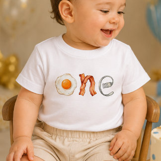 Bacon- und Ei-Ein-Baby-1.-Geburtstags-T-Shirt Baby T-shirt