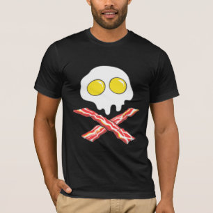 BACON UND EIER COOLE SKULL KNOCHEN SPOOF T - Shirt