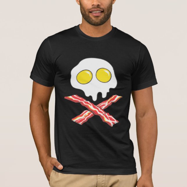 BACON UND EIER COOLE SKULL KNOCHEN SPOOF T - Shirt (Vorderseite)
