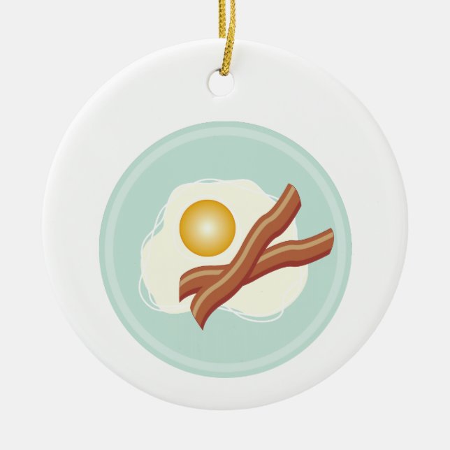 Bacon und Eier Keramik Ornament (Vorne)