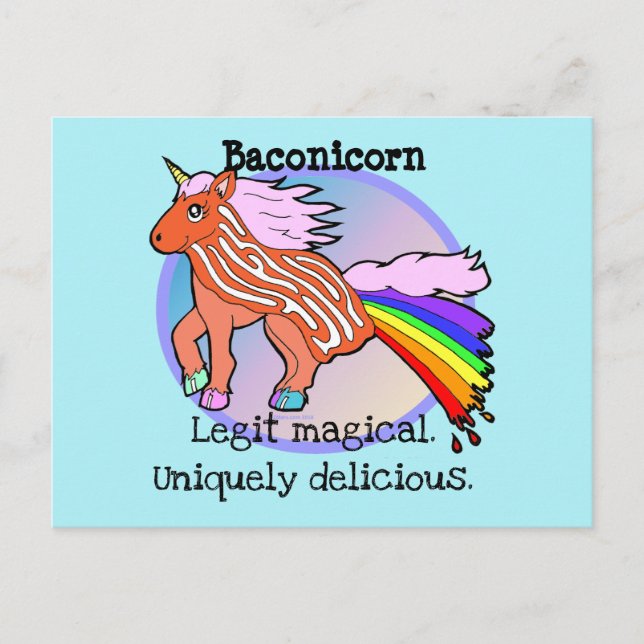 Bacon Unicorn - Baconicorn Magisches Shirt Postkarte (Vorderseite)