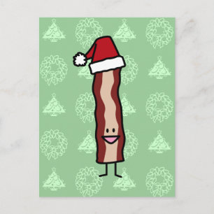 Bacon Wearing a Santa Hat Christmas Feiertagspostkarte