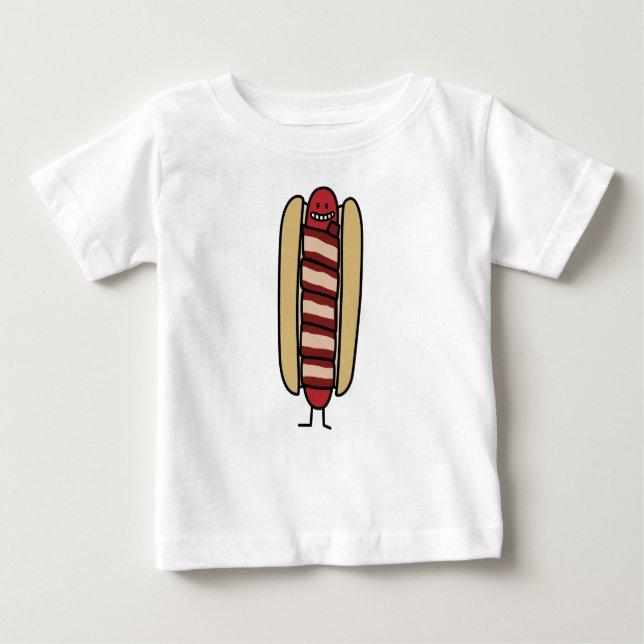 Bacon Wrapped Hot Dog Hotdog Dackel Bacon verpackt Baby T-shirt (Vorderseite)