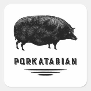 Baconliebhaber - Porkatarian - Vintage Schwein Quadratischer Aufkleber