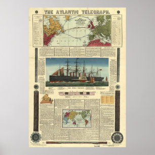 Bacon's Chart of the Atlantic Telegraph (1865) Poster