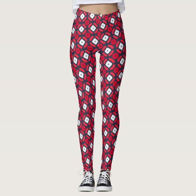 Bacteria Red Blue Minimal Muster Leggings (Vorderseite)