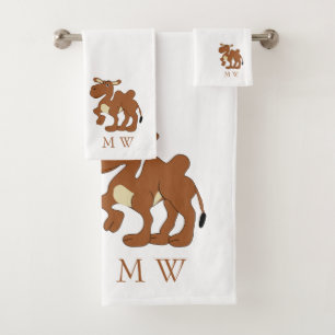 Bactrisches Kamel-Design mit Monogramm Badhandtuch Set