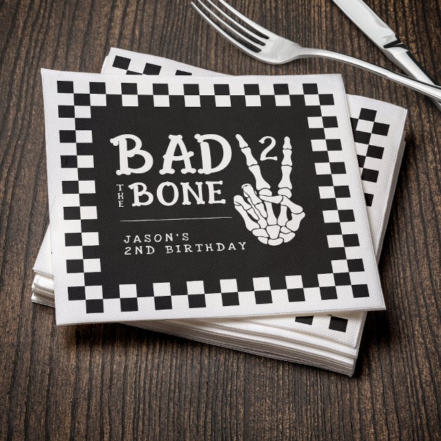 Bad 2 the Bone Skeleton 2nd Birthday Party Serviette (Von Creator hochgeladen)