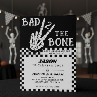 Bad 2 the Bone-Skelett 2. Geburtstagsfeier Einladung