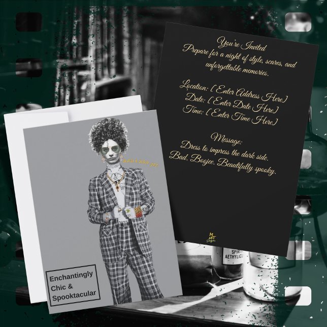 Bad and Boo-Jee Gothic Halloween-Party Einladung (Von Creator hochgeladen)