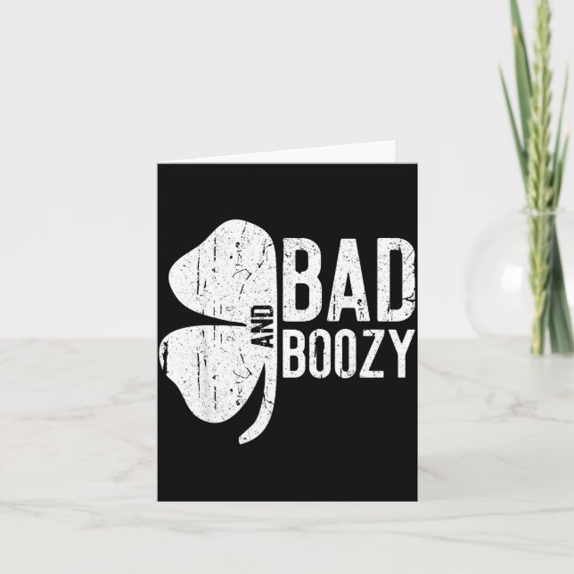 Bad And Boozy Shirt Irish Men Women St Patricks Da Karte (Vorderseite)