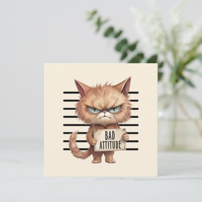 Bad Attitude Cat Mugshot - Funny Feline Design (Stehend Vorderseite)