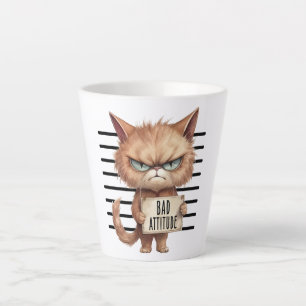 Bad Attitude Cat Mugshot - Funny Feline Design Milchtasse