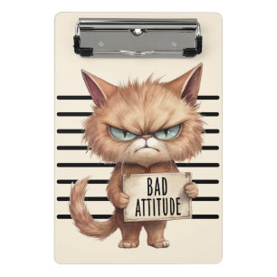 Bad Attitude Cat Mugshot - Funny Feline Design Mini Klemmbrett