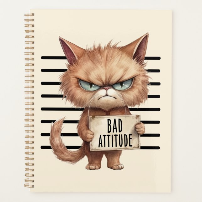 Bad Attitude Cat Mugshot - Funny Feline Design Planer (Vorderseite)