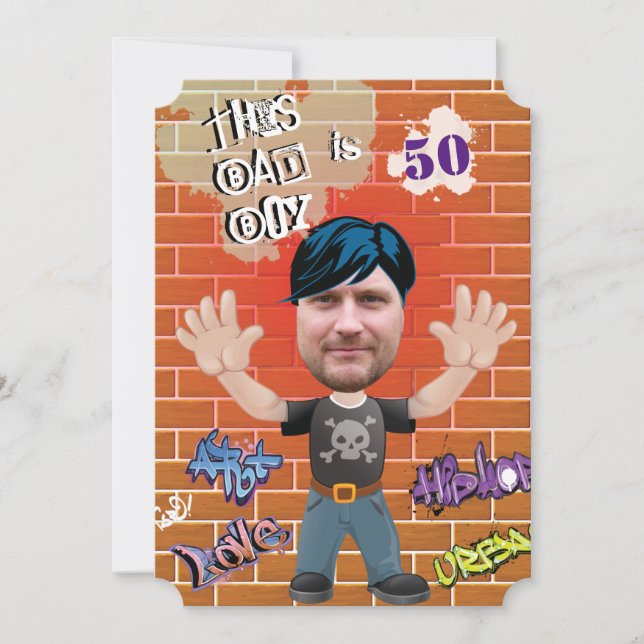 Bad Boy 50th Men's Birthday Funny Face Cut-out Einladung (Vorderseite)