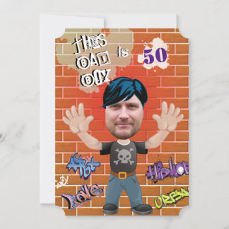 Bad Boy 50th Men's Birthday Funny Face Cut-out Einladung