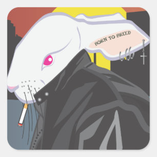 BAD BUNNY QUADRATISCHER AUFKLEBER