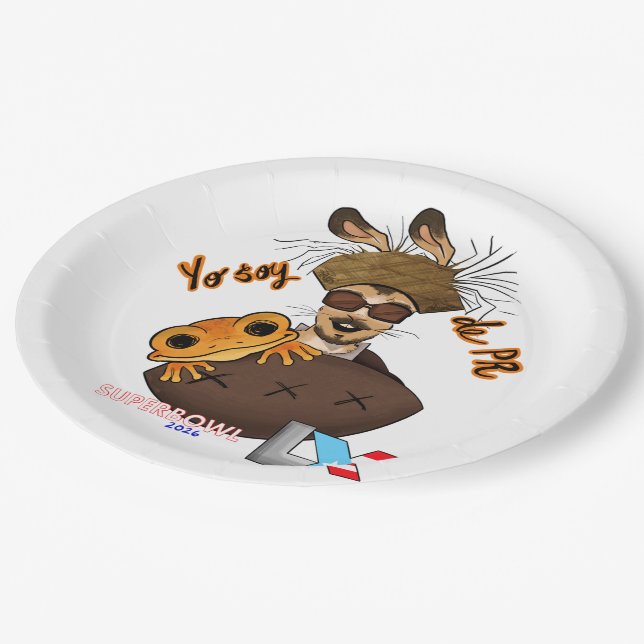 Bad Bunny Super Bowl Pappteller (Schrägansicht)