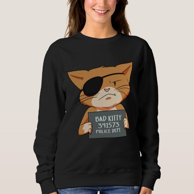 Bad Cat Gangster Mugshot Kitty For Pet Sweatshirt (Vorderseite)