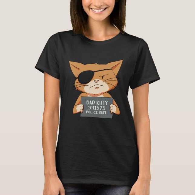 Bad Cat Gangster Mugshot Kitty For Pet T-Shirt (Vorderseite)