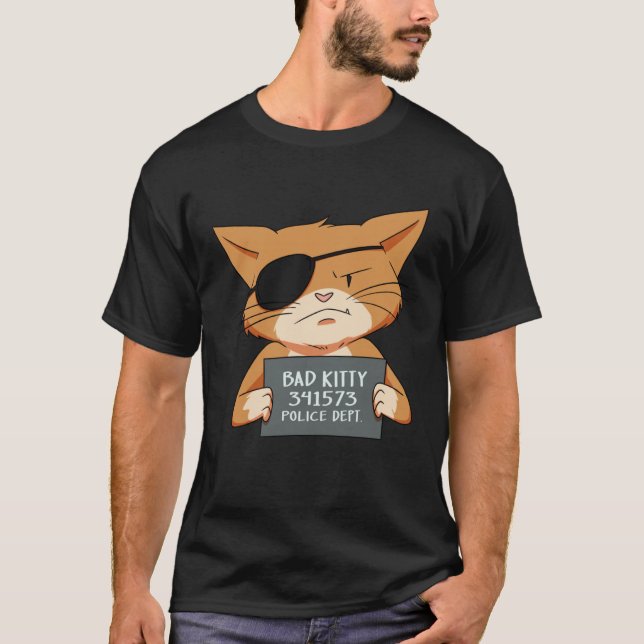 Bad Cat Gangster Mugshot Kitty For Pet T-Shirt (Vorderseite)
