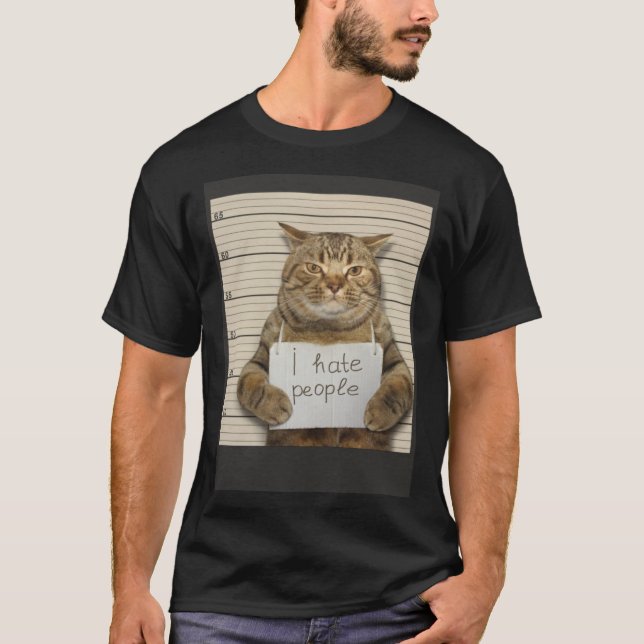 Bad Cat I Hate People T-Shirt (Vorderseite)