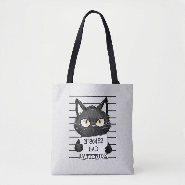 Bad Cattitude - Black Cat Mugshot (Vorderseite)
