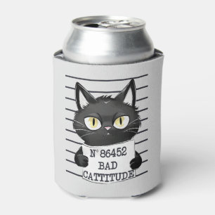 Bad Cattitude - Black Cat Mugshot Dosenkühler