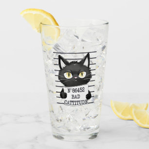 Bad Cattitude - Black Cat Mugshot Glas