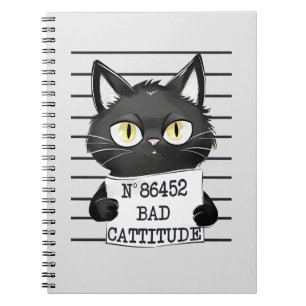 Bad Cattitude - Black Cat Mugshot Notizblock
