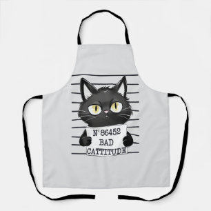 Bad Cattitude - Black Cat Mugshot Schürze