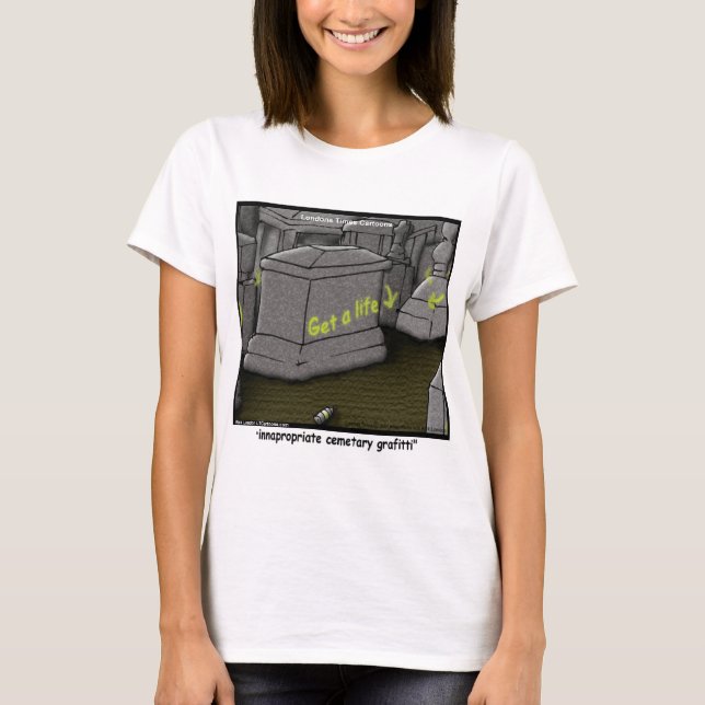 Bad Cemetary Grafitti Funny T-Shirt (Vorderseite)