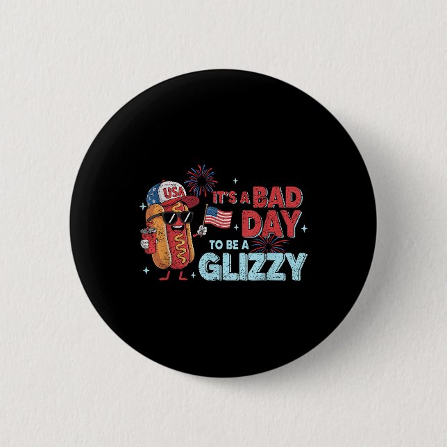 Bad Days Hotdog Dackel Glizzy Firework 4. Juli Pa Button (Vorderseite)