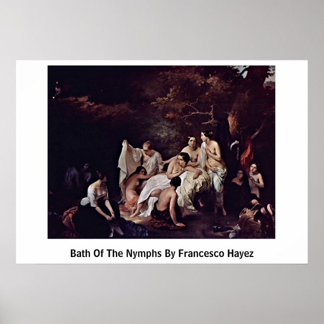 Bad der Nymphen von Francesco Hayez Poster (Vorne)