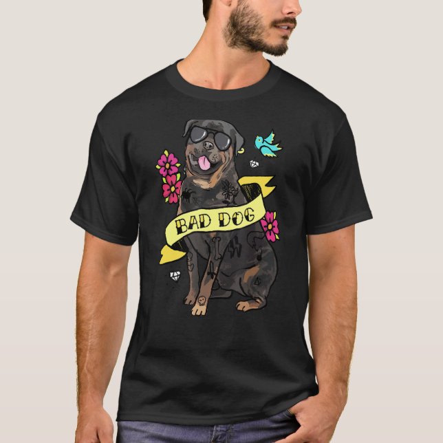 Bad Dog Rottweiler Dog T-Shirt (Vorderseite)