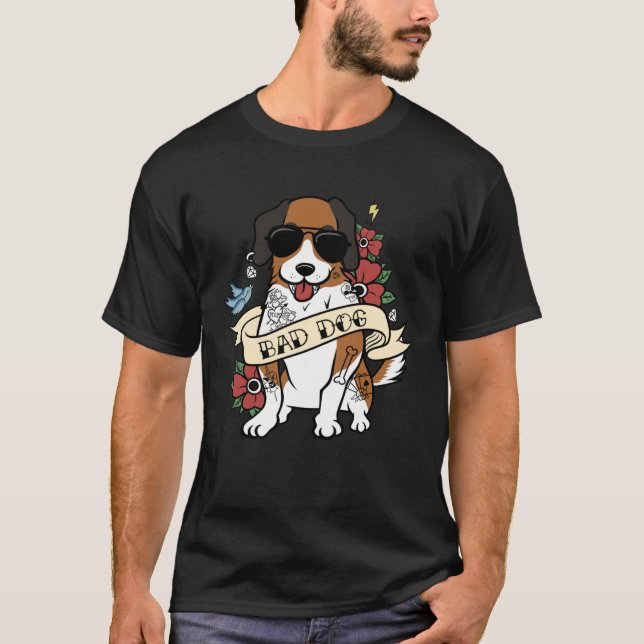 Bad Dog Saint Bernard Dog T-Shirt (Vorderseite)