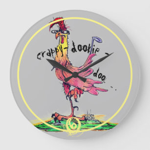 Bad Einstellung Rooster Who Doesn't Give A Crappy  Große Wanduhr