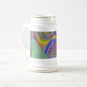 Bad Face, Abstrakte 3D-Regenbogenkunst Bierglas