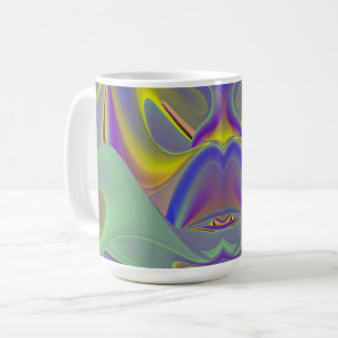 Bad Face, Abstrakte 3D-Regenbogenkunst Kaffeetasse