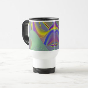 Bad Face, Abstrakte 3D-Regenbogenkunst Reisebecher