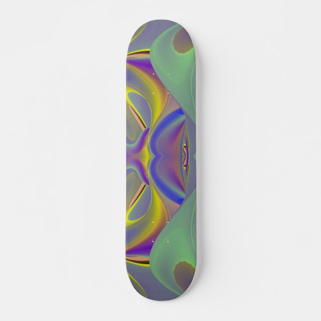 Bad Face, Abstrakte 3D-Regenbogenkunst Skateboard (Vorne)