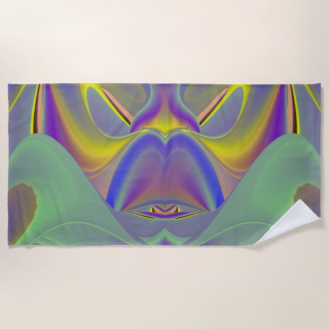 Bad Face, Abstrakte 3D-Regenbogenkunst Strandtuch (Vorderseite)