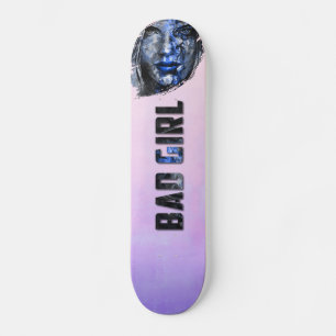 Bad Girl Pink Blauer Grau Skateboard
