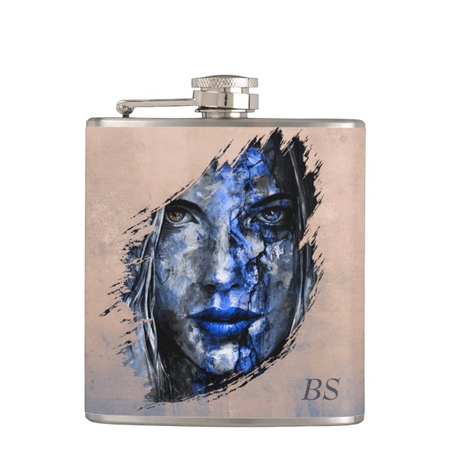 Bad Girl rustikale Rose Gold Flachmann (Vorderseite)