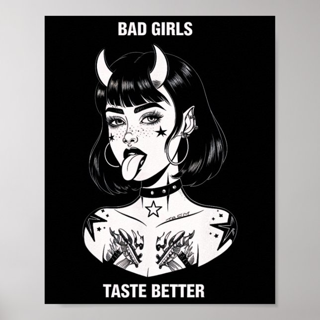 Bad Girls Geschmack Better Tattoo Devil Halloween  Poster (Vorne)