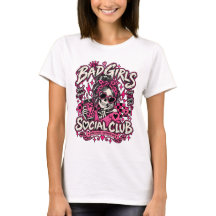 Bad Girls Social Club Skelett Halloween T-Shirt